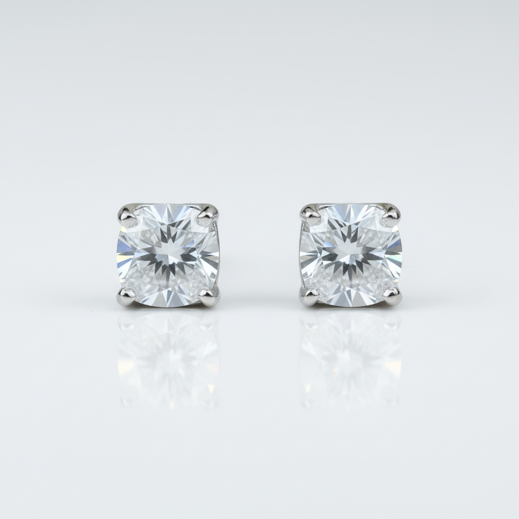Round Diamond Option Cow Head Stud Earrings-Black Diamonds New York