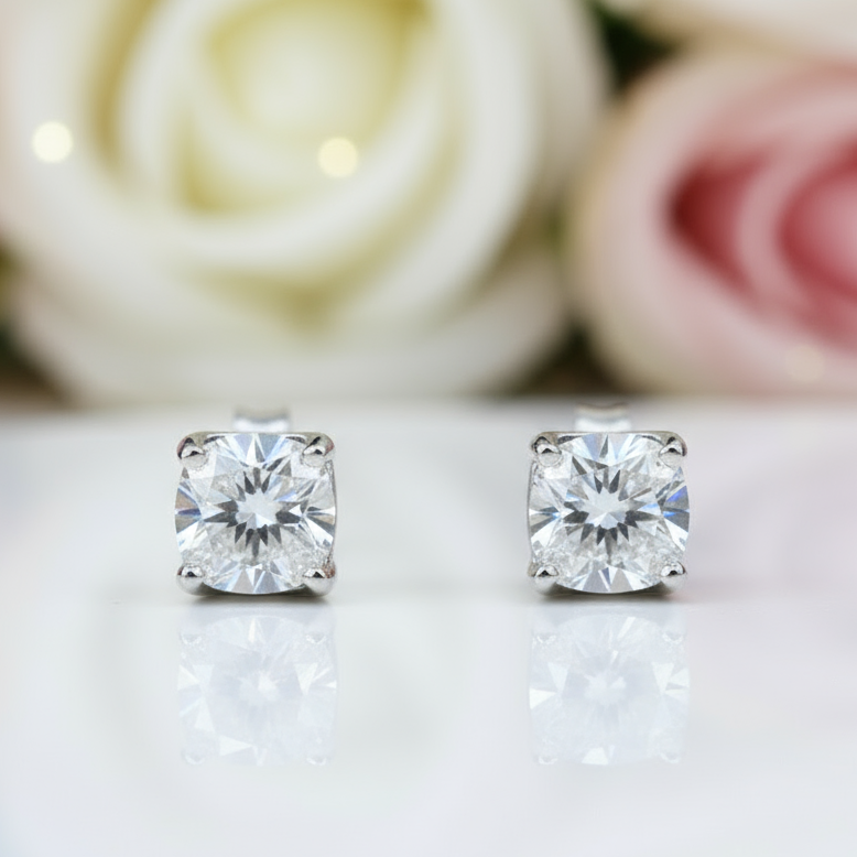 Round Diamond Cow Head Stud Earrings-Black Diamonds New York