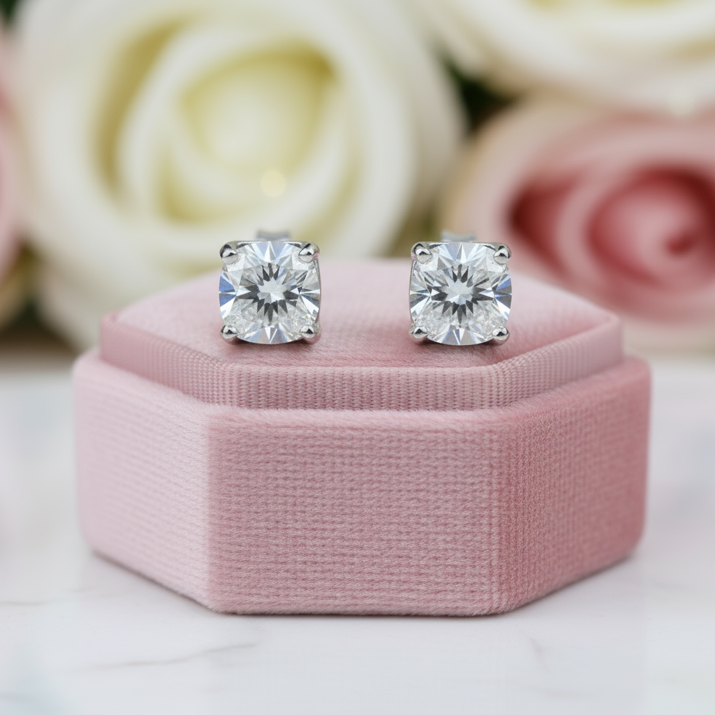 Round Diamond Cow Head Stud Earrings-Black Diamonds New York