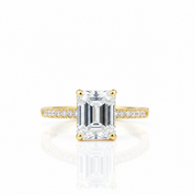 Yellow Gold Emerald Cut Diamond Option Engagement Ring-Black Diamonds New York