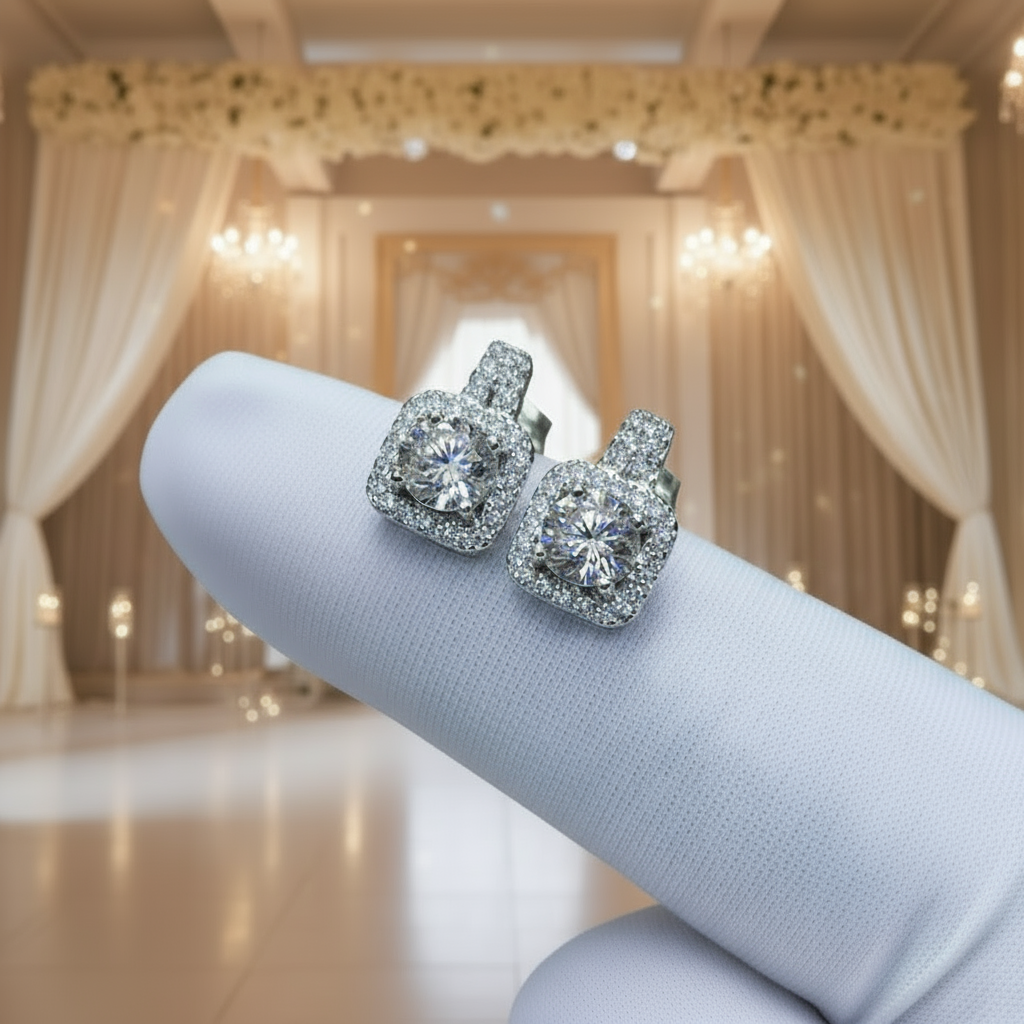 Gorgeous Diamond Square Drop Earrings-Black Diamonds New York