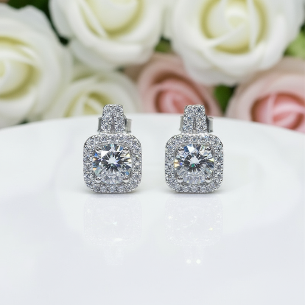 Gorgeous Diamond Square Drop Earrings-Black Diamonds New York