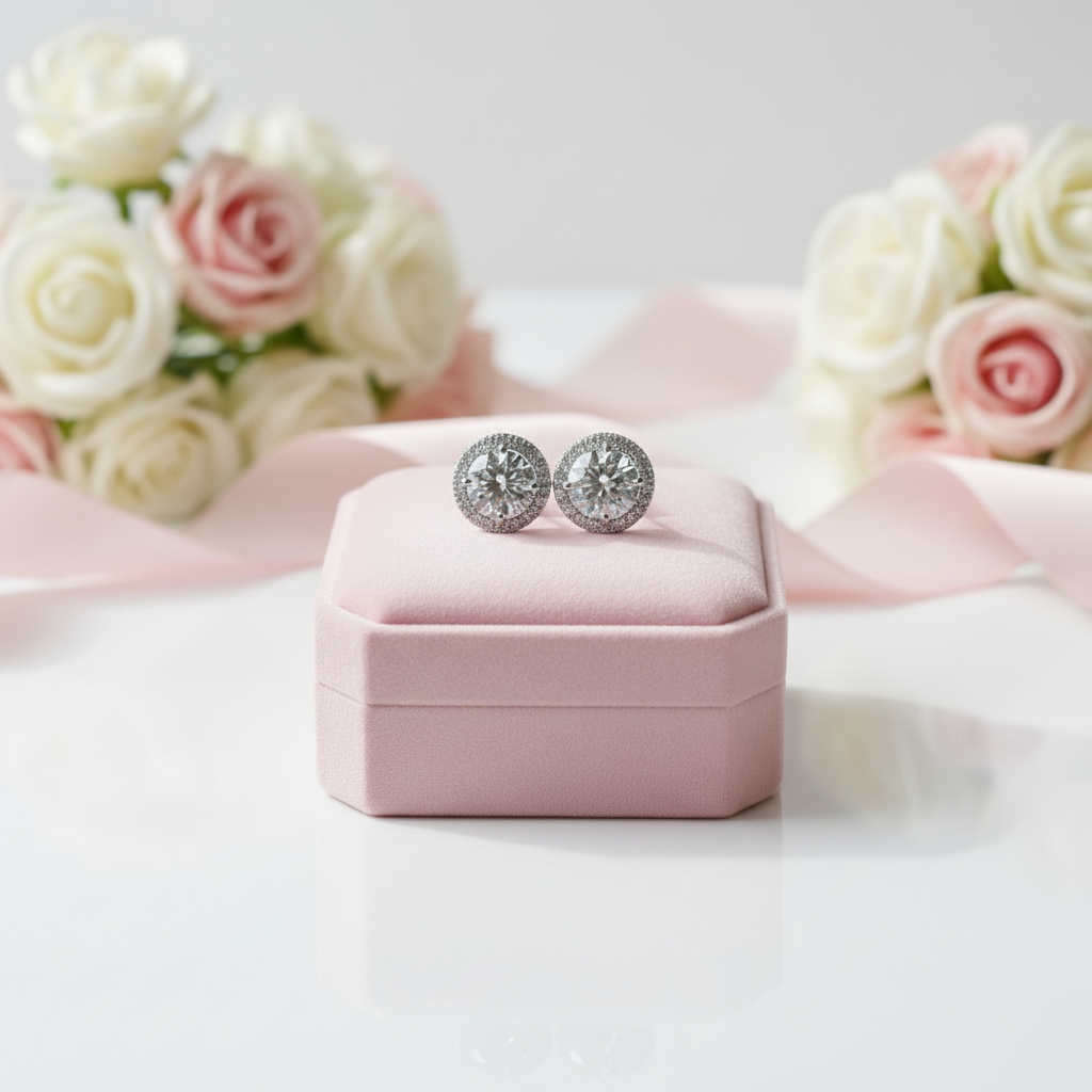 Round Brilliant Cut Diamond Stud Earrings-Black Diamonds New York