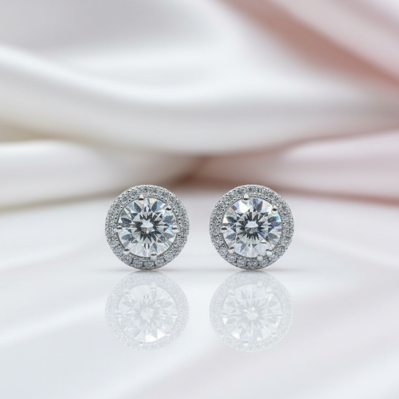 Round Brilliant Cut Diamond Option Stud Earrings-Black Diamonds New York