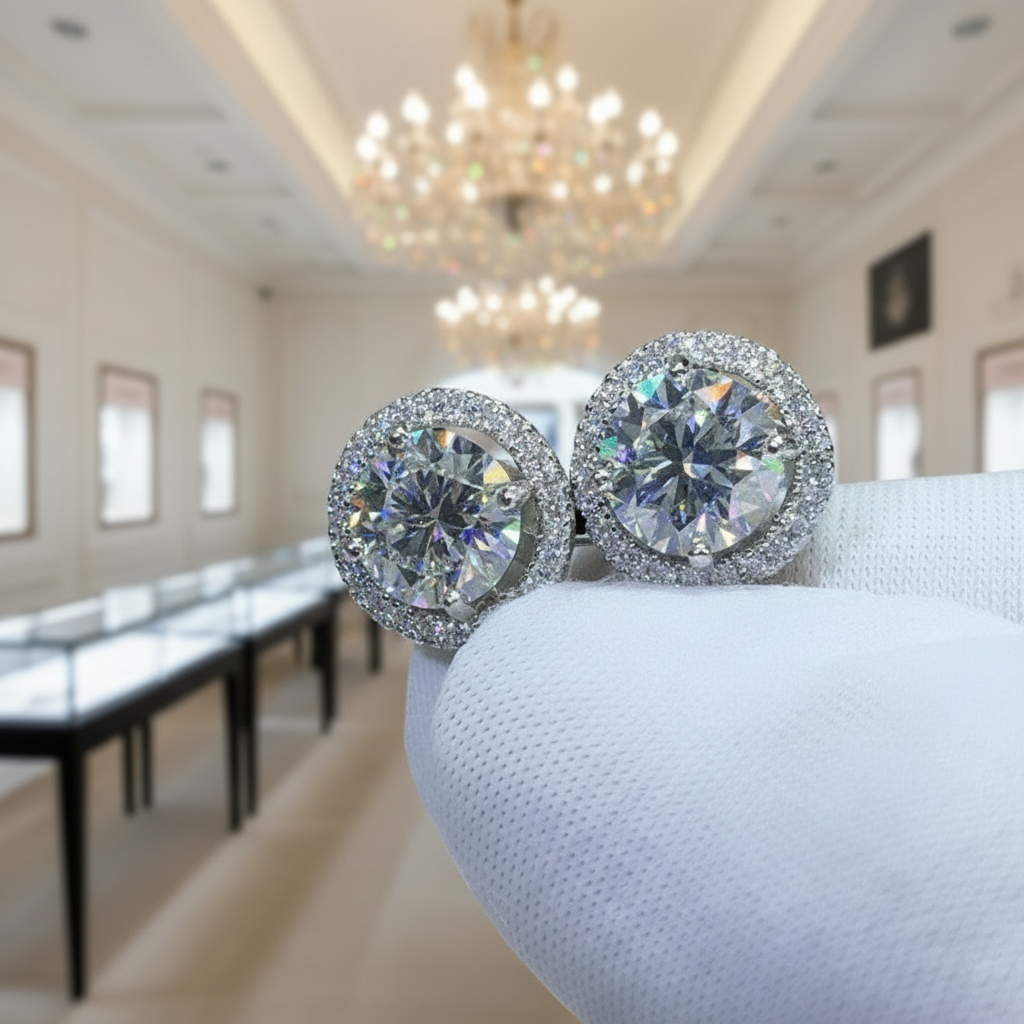 Round Brilliant Cut Diamond Stud Earrings-Black Diamonds New York