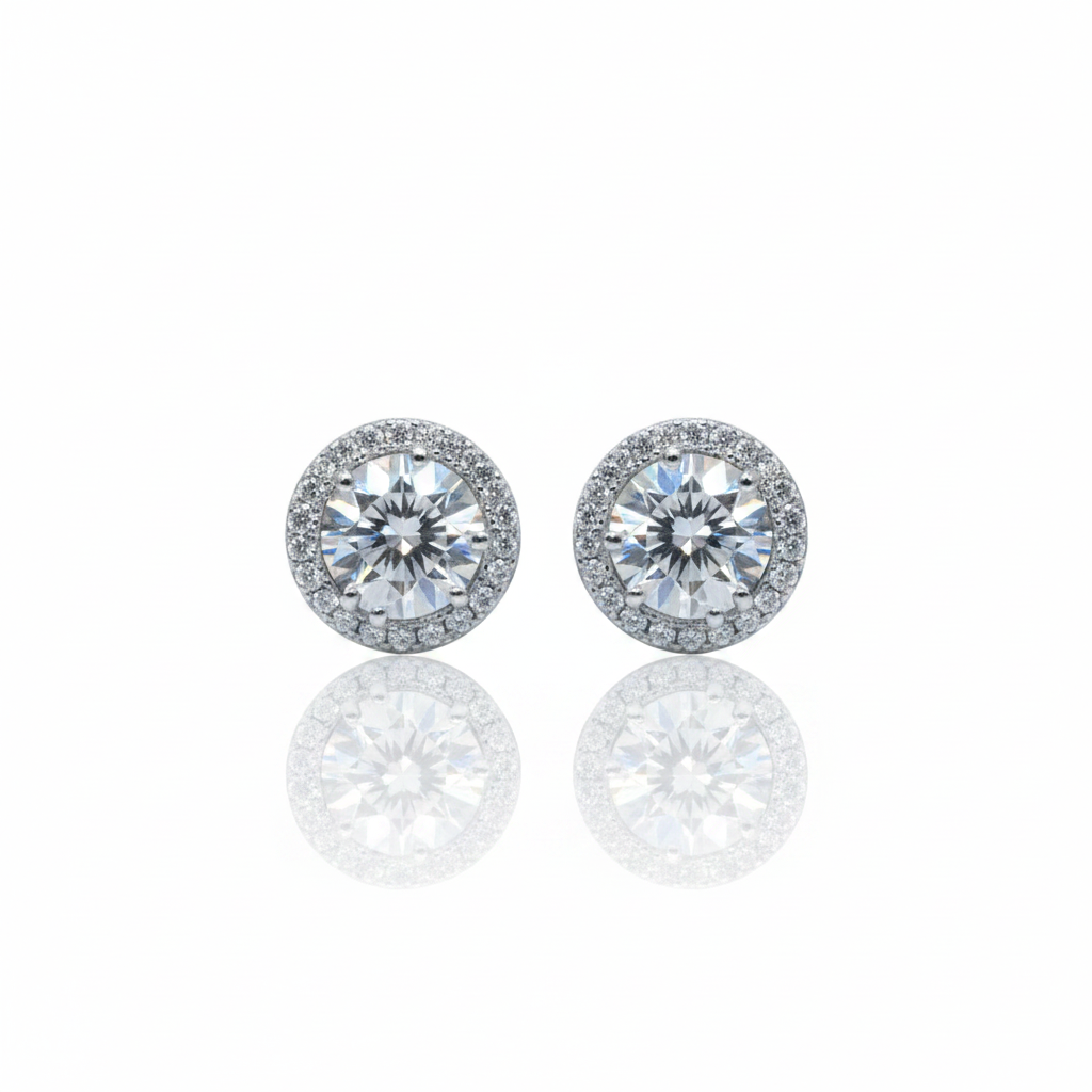 Round Brilliant Cut Diamond Option Stud Earrings-Black Diamonds New York