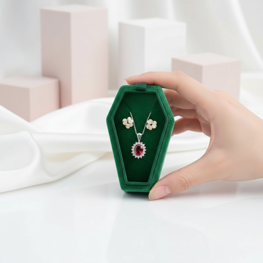 Personalized Coffin Necklace Jewelry Box-Black Diamonds New York