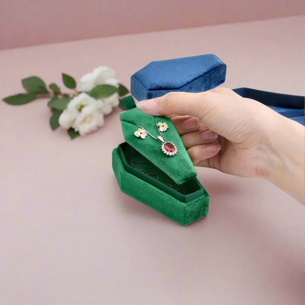 Personalized Coffin Necklace Jewelry Box-Black Diamonds New York