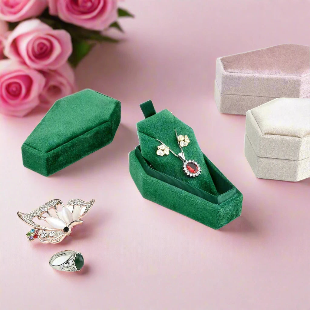 Personalized Coffin Necklace Jewelry Box-Black Diamonds New York