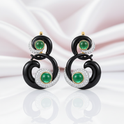 Black Enamel Curved Earrings with Diamond Option-Black Diamonds New York