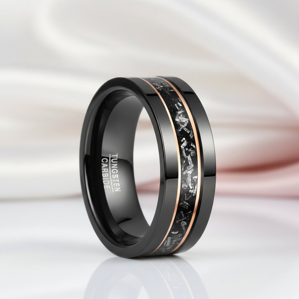 Black Meteorite Tungsten Carbide Men's Ring-Black Diamonds New York