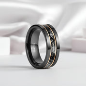 Black Meteorite Tungsten Carbide Men's Ring-Black Diamonds New York