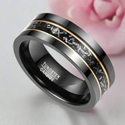 Black Meteorite Tungsten Carbide Men's Ring-Black Diamonds New York