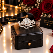 Black Rose- .50ct Round Cut Diamond Option 14k Gold Modern Goth Engagement Ring-Black Diamonds New York