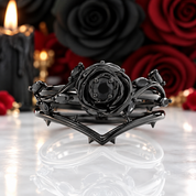 Black Rose- .50ct Round Cut Diamond Option 14k Gold Modern Goth Engagement Ring-Black Diamonds New York