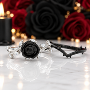 Black Rose- .50ct Round Cut Diamond Option 14k Gold Modern Goth Engagement Ring-Black Diamonds New York