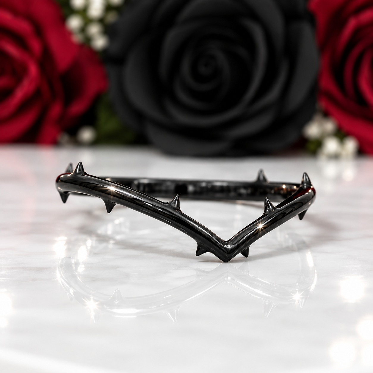 Black Rose- .50ct Round Cut Diamond Option Modern Goth Engagement Rings-Black Diamonds New York