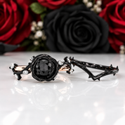 Black Rose- .50ct Round Cut Diamond Option Modern Goth Engagement Rings-Black Diamonds New York
