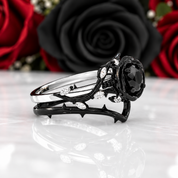 Black Rose- .50ct Round Cut Diamond Option Modern Goth Engagement Rings-Black Diamonds New York