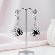Black Spider in Cob Web Dangle Earrings-Black Diamonds New York