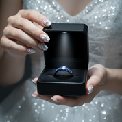 Black Tungsten Carbide Men's Ring with Heart Beat Blue Inlay-Black Diamonds New York