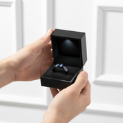 Black Tungsten Carbide Men's Ring with Heart Beat Blue Inlay-Black Diamonds New York