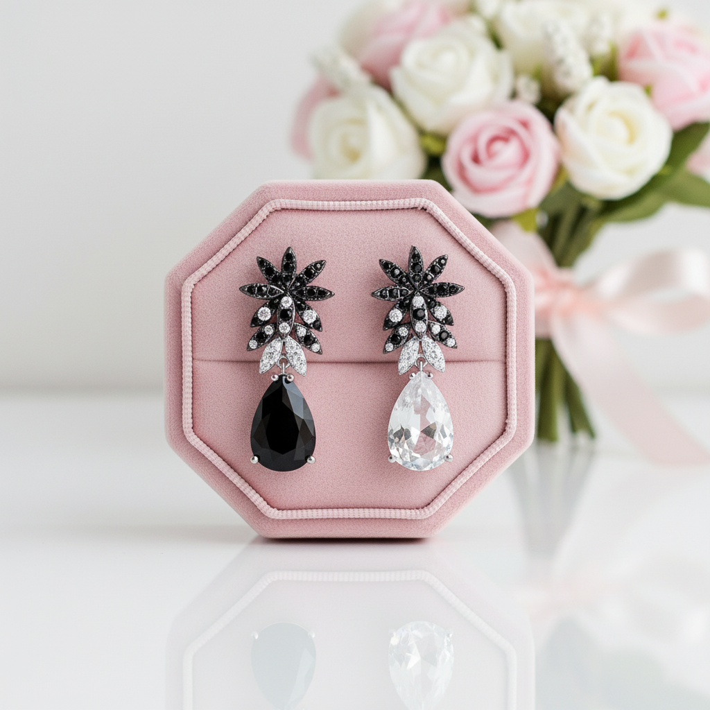 Black & White Diamond Option Dangling Earrings-Black Diamonds New York