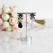 Black & White Diamond Option Dangling Earrings-Black Diamonds New York