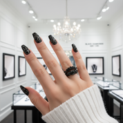 You're My Forever- 1.25 Carat Round Cut Diamond Skulls Promise Ring Set-Black Diamonds New York