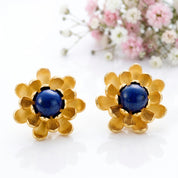 Blooming Lotus Stud Earrings-Black Diamonds New York