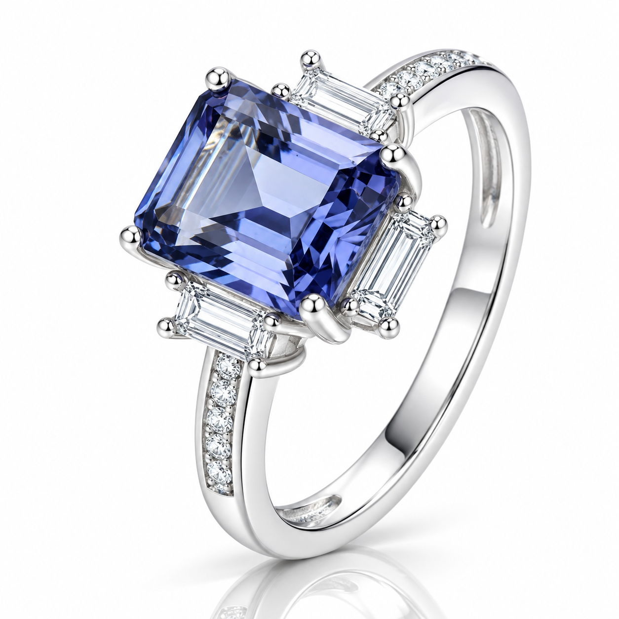 Blue Mystic Quartz Gemstone Engagement Ring-Black Diamonds New York