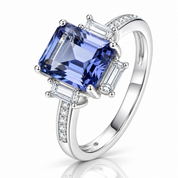 Blue Mystic Quartz Gemstone Engagement Ring-Black Diamonds New York