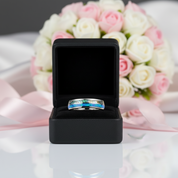 Blue Opal Men's Tungsten Carbide Wedding Band-Black Diamonds New York