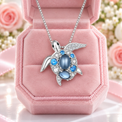 Blue Spinel Sea Turtle Pendant Necklace with Diamond Option-Black Diamonds New York
