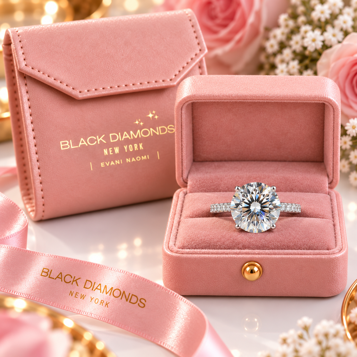 18k White Gold 4ct Diamond Option Engagement Ring-Black Diamonds New York