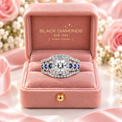 3Pcs 2.6Ct White Blue Diamond Option Ring Set-Black Diamonds New York