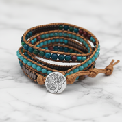 Natural Boho-chic Stone Beadwork 5-Wrap Bracelet-Black Diamonds New York
