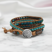 Natural Boho-chic Stone Beadwork 5-Wrap Bracelet-Black Diamonds New York