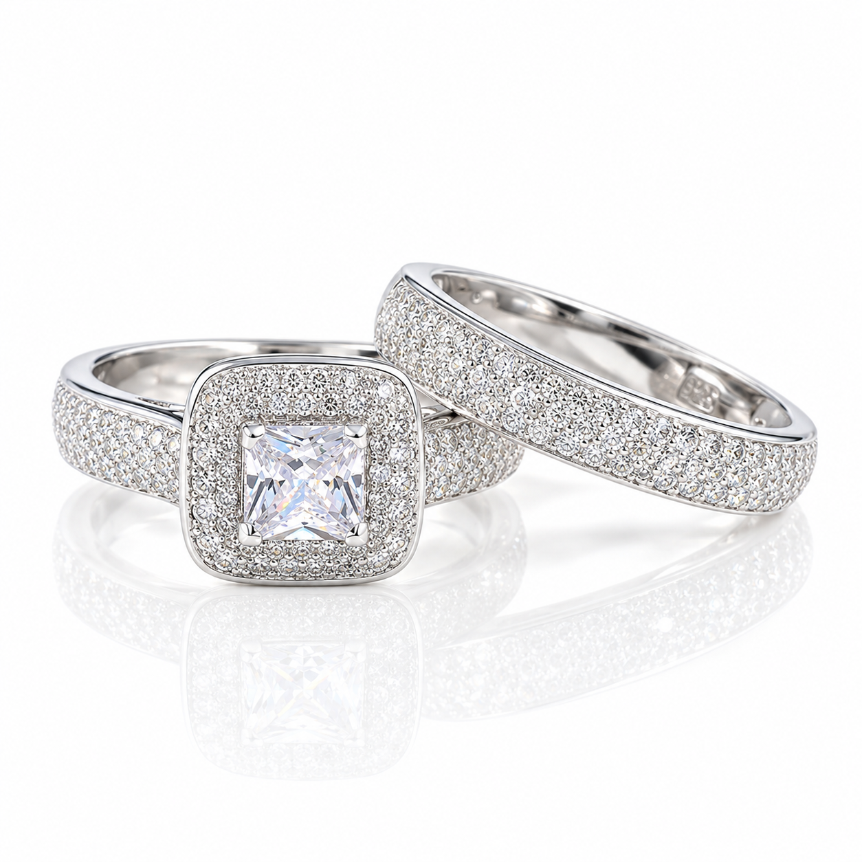 2.26 Ct Princess Cut Diamond Option Engagement Ring Bridal Set-Black Diamonds New York