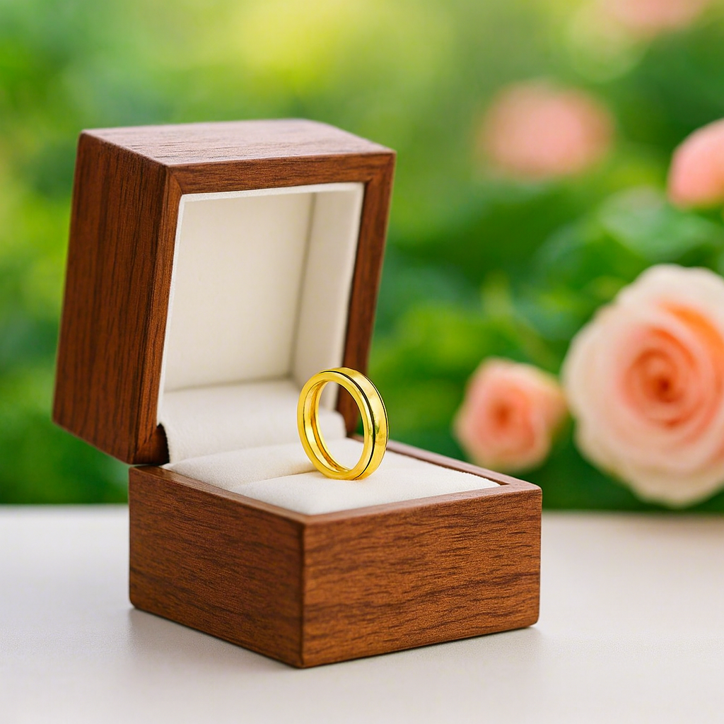 Brush-polished Men's Wedding Band with Black Enamel Lining-Black Diamonds New York