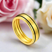 Brush-polished Men's Wedding Band with Black Enamel Lining-Black Diamonds New York