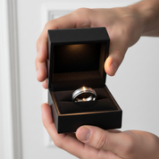 Brush-polished Men's Wedding Band with Black Enamel Lining-Black Diamonds New York