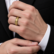 Brush-polished Men's Wedding Band with Black Enamel Lining-Black Diamonds New York