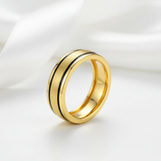 Brush-polished Men's Wedding Band with Black Enamel Lining-Black Diamonds New York