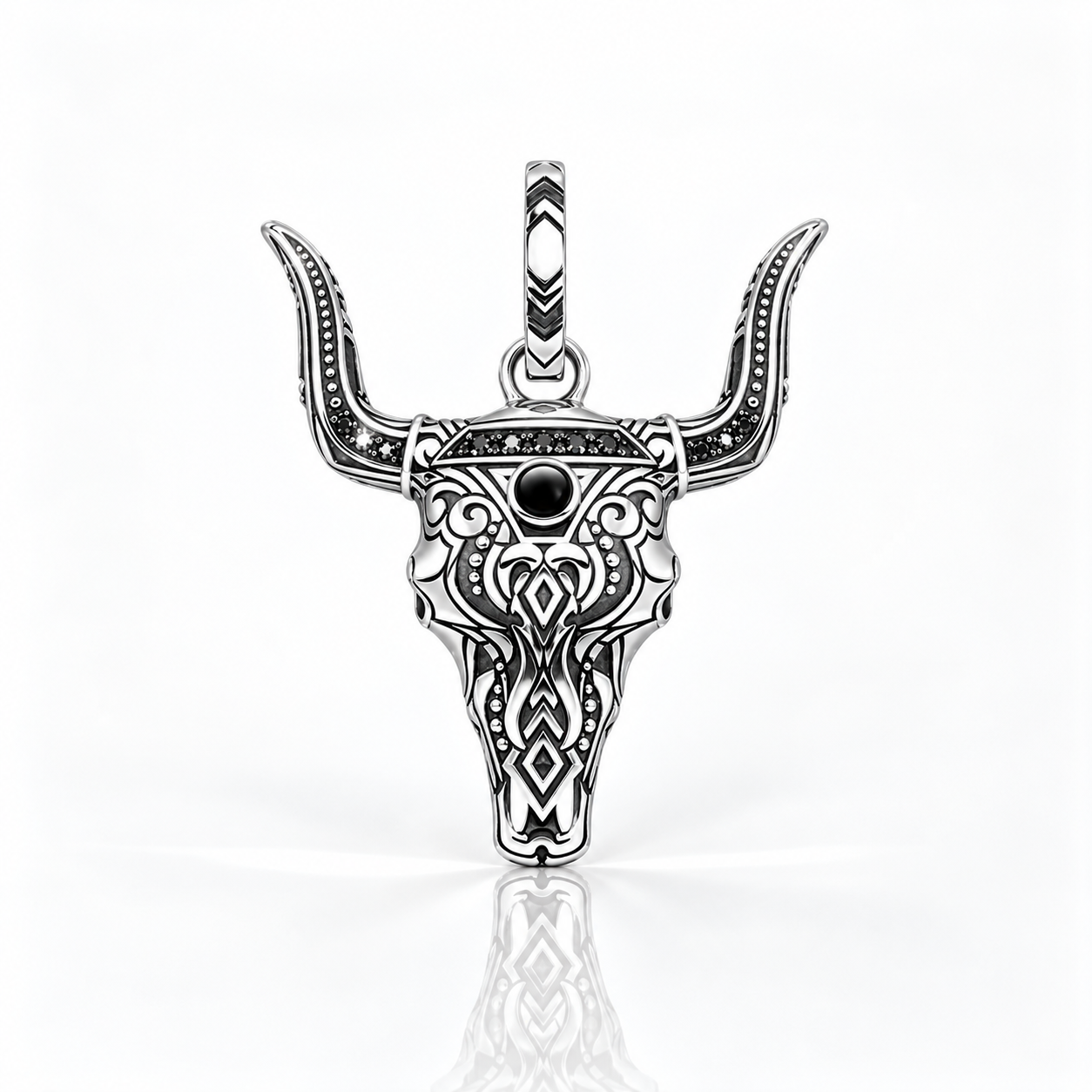Bull Head Blackened Pendant-Black Diamonds New York