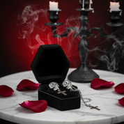 Candy Skull With Cross Stud Earrings-Black Diamonds New York