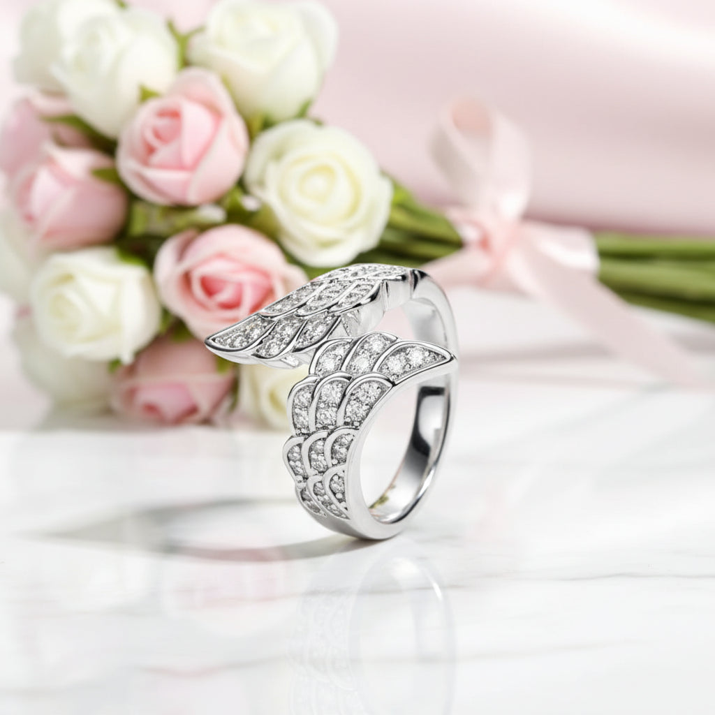 Celestial Angel Wings Diamond Option Statement Ring-Black Diamonds New York