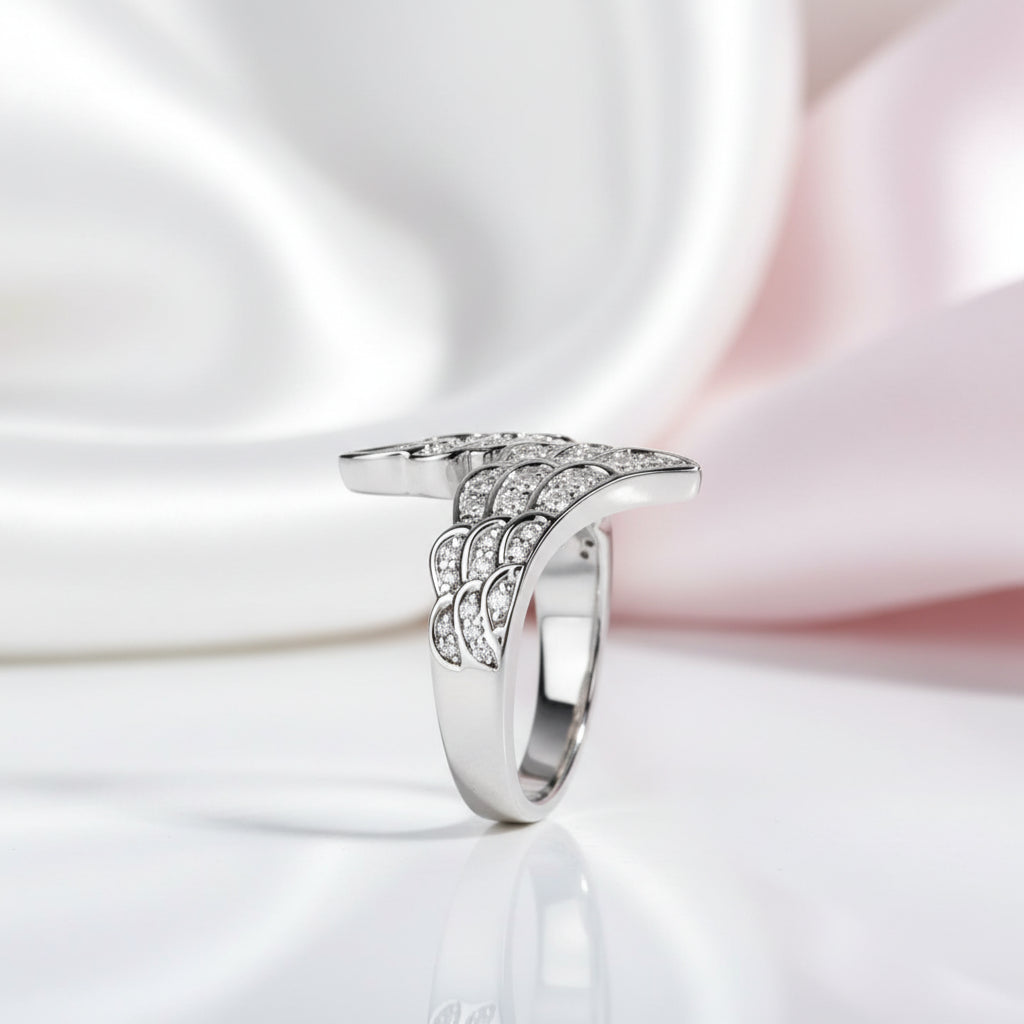Celestial Angel Wings Diamond Option Statement Ring-Black Diamonds New York