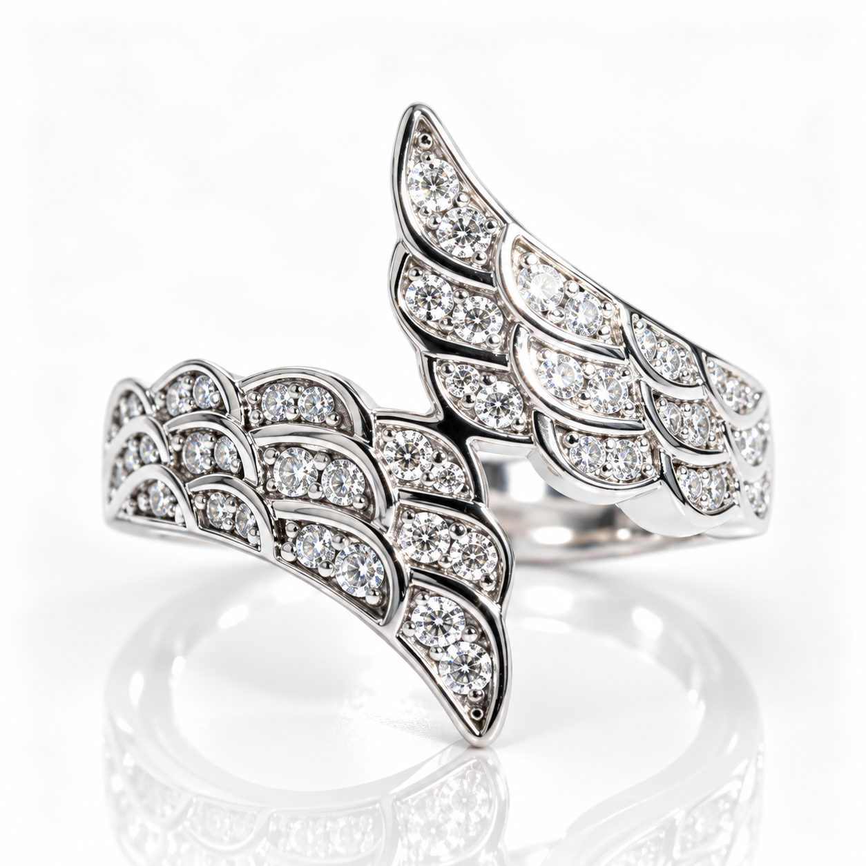 Celestial Angel Wings Diamond Option Statement Ring-Black Diamonds New York