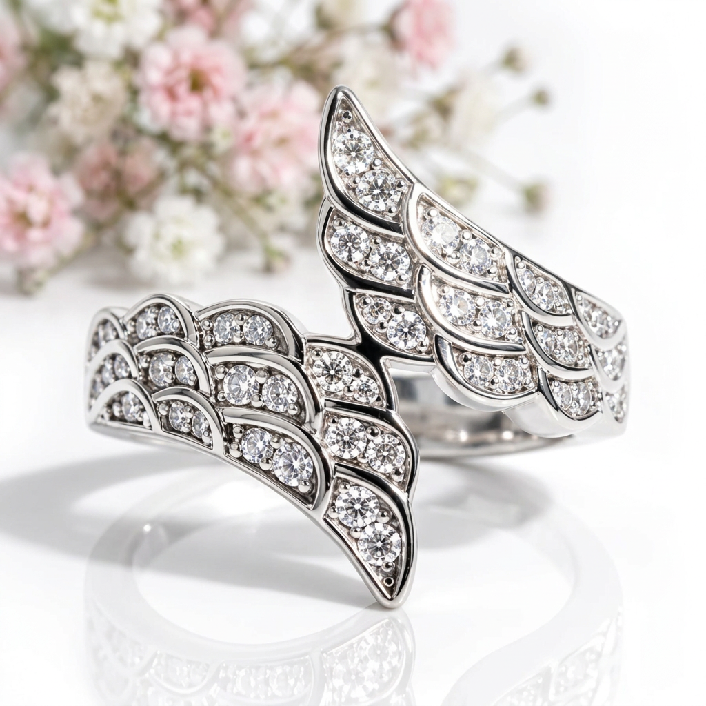 Celestial Angel Wings Diamond Option Statement Ring-Black Diamonds New York